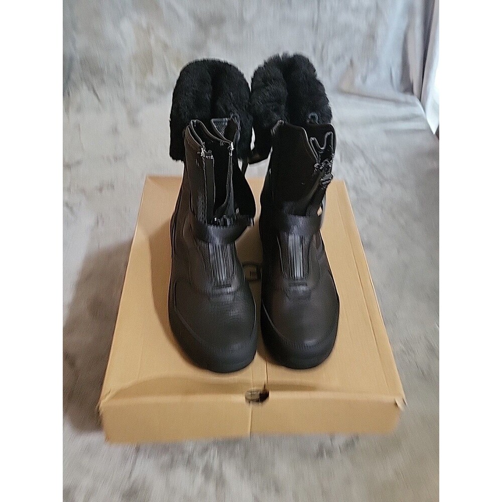 UGG Tahoe Black Waterproof Leather Fur Short Snow Boots Size 10